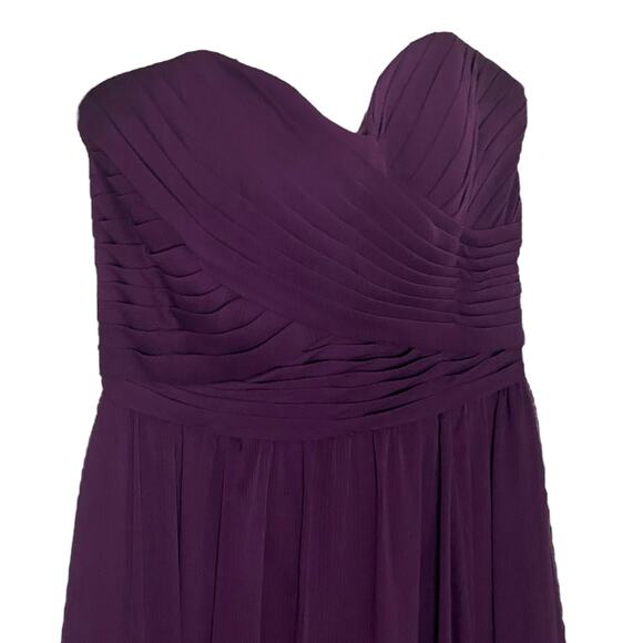 Morilee by Madeline Gardner Bridesmaids Dress Strapless Chiffon Long Purple 8 - Picture 3 of 6